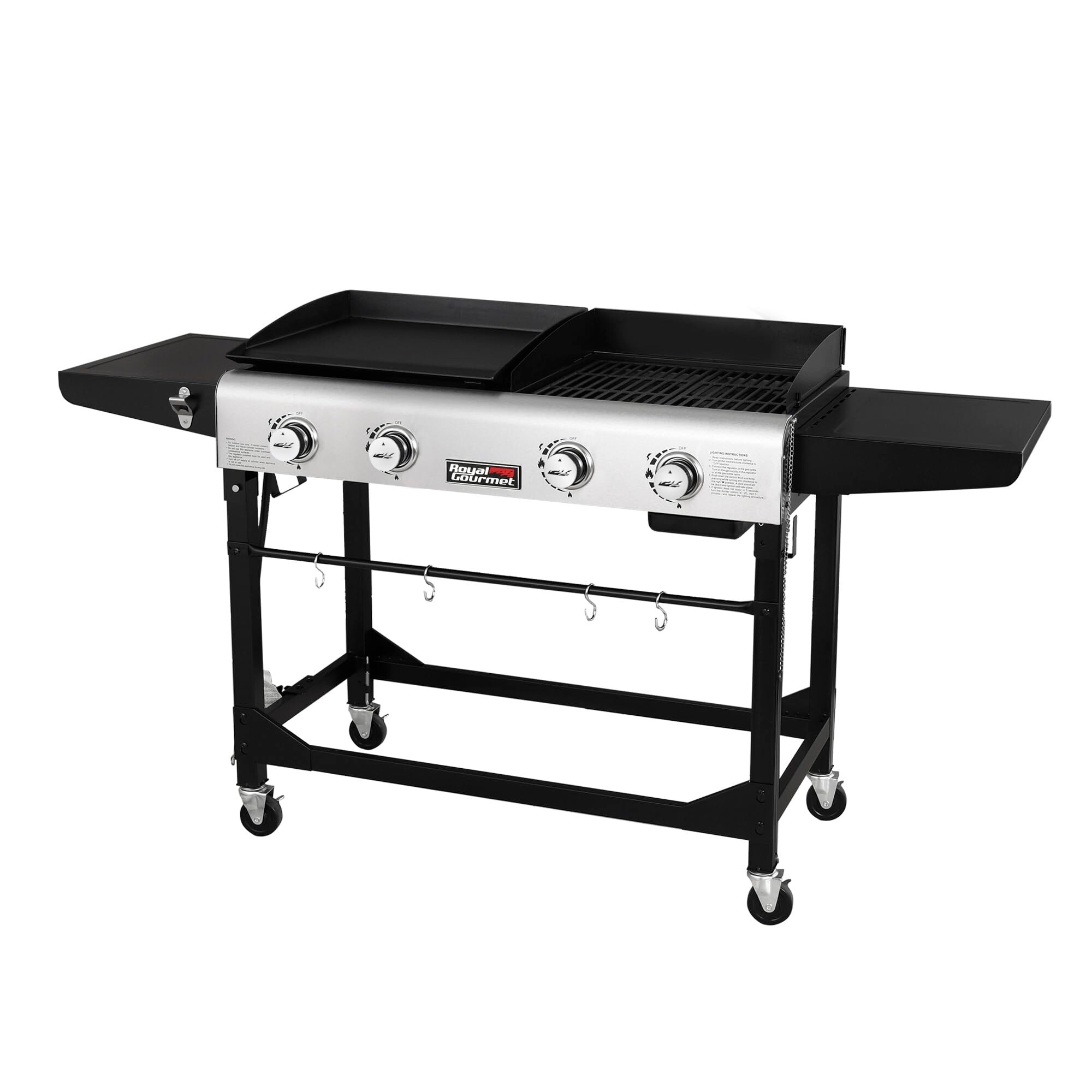 GD401 Portable Propane Gas Grill and Griddle Combo with Side Table 4 Burner Folding Legs Versatile Outdoor Black 66 Inch Bed Bath Beyond 40326100